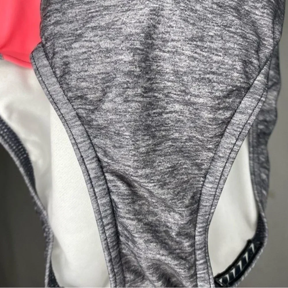 Speedo Gray Pink Infinity Splice Cutout Racerback One Piece Swimsuit 16‎ Girls